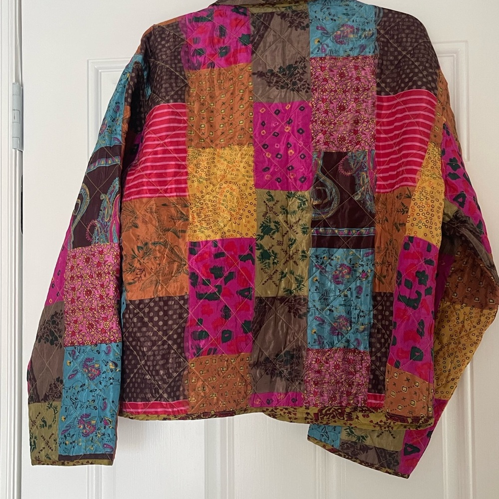 Vintage Quilted Reversible Patchwork Jacket In Si… - image 2